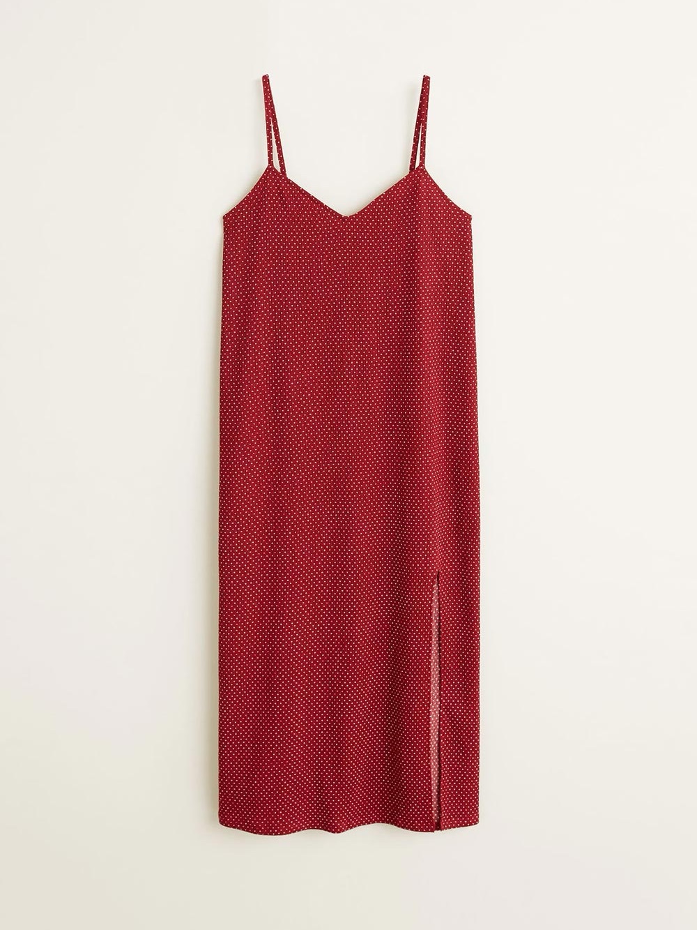 Mango Women’s Red and White Polka Dot Libra Slip Dress with Side Slit